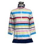 Talbots T by  Women’s Rainbow Striped Half Zip Sweatshirt Size S Nautical Preppy Photo 1