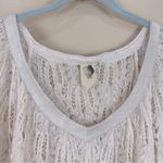 Black Sheep Ivory Boho Crochet Lace 3/4 Bell Sleeve Suede Trim Sweater Large Photo 1