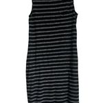 Vince Ladies Black and White Stripe Linen Midi Dress Size Medium Photo 0