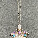 Diamonique's Disney Colorful Princess Tiara 18" Pendant Necklace Sterling Silver Photo 0