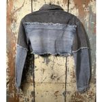 Pretty Little Thing NWT Washed Gray Double Layered Denim Cropped Jean Jacket 2 XS Photo 5