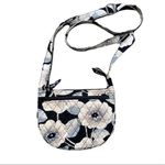 Vera Bradley Retired Camillia Saddle Crossbody Bag Purse Black Grey Floral Photo 2