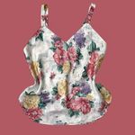Vintage Cami Floral Print Satin Sleeveless Top Blouse S Small M Medium Pink Photo 1