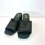 Seychelles  Black Woven Raffia Block Heel Mules Sandals Square Toe Slides Size 8 Photo 1
