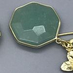 Adorable Drop Earrings Hook Clasp Gold Tone Light Green Floating Floral MINT Photo 4