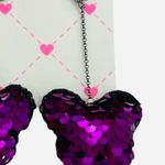 Betsey Johnson 💜🦋LUV BETSEY Purple Sequin Puffy Butterfly Drop Earrings () Photo 3