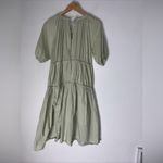 mello day Elbow Length Sleeve Poplin Midi Babydoll Dress Muted Green‎ Medium Photo 1