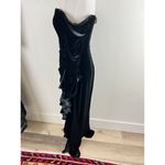 Badgley Mischka  Black Velvet Off Shoulder Long Sleeve Evening Gown Size 4 Photo 15