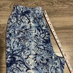 Briggs New York Briggs Women Blue White Paisley Print Wide Leg Cropped Pants Size 10 Linen Blend Photo 12