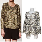 ZARA Top Special Edition Leopard Cheetah Print Sequin Blouse Shirt Size Medium Photo 1