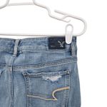 American Eagle AE Distressed High Rise Shorts Blue Denim Cuffed Raw Hem Size 4 Photo 2
