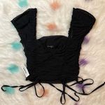 Salty Black Cap Sleeve Cinched Crop Top Woman’s Size Large Photo 0