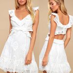 ASTR  The Label Elora Ivory Eyelet Cutout Skater Dress Photo 0