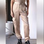 Jonathan Simkhai Carolina belted Satin cargo pant in nutmeg NWT Tan Size 6 Photo 1