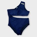 J.Crew Cut Out Full Coverage One Piece Swimsuit with Buttons Size 22 Navy New Photo 3