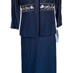 Jessica Howard Women's 2-Piece linen Blend Jacket Dress Size 6 Navy Blue Formal Photo 0