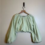 English Factory  CROPPED BLOUSON LONG SLEEVE TOP‎ in Pistachio Photo 1
