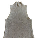 Red Berry Sleeveless Mock Neck tank Top Stretch Metallic Textured Size Small Silver Photo 0