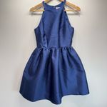 Wendy Bird Formal Party Dress Navy Blue Satin Halter Neckline Fit and Flare 2 Photo 7