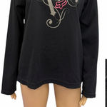 Fox Racing Black Textured Crew Neck Long Sleeve Jersey Shirt Top Womens Large Photo 1
