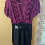 My Michelle Black and Purple belted dress size 3 Photo 0