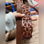 Fossil Woven Leather Belt Sz M Brass Tone Hardware Photo 7