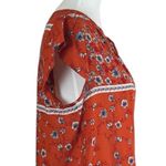 Liz Claiborne  Women’s Blouse V-neck Short Sleeves Orange White Floral Size Large Photo 6