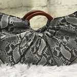 Urban Expression New Urban Expressions Trendy Snake Print Moon Satchel Purse in Neutral Tone Gray Photo 0