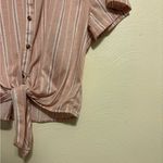 Rue 21 Pink and White Crop Button Down Shirt Photo 5