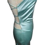Cristina Green Satin Bodycon Mini Dress M | Strappy Open Back Tie Y2K Clubwear Size M Photo 7