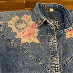 Cowgirl Western Acid Wash Vintage Shirt Embroidered Embellished Studs Floral L Blue Size L Photo 7