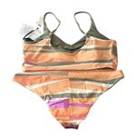 prAna  Bikini Set Willow Falls Top Gemma Bottom Striped Reversible Orange Pink XL Photo 1