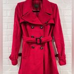 The Limited  Red Wool Belted Pea Coat Photo 3