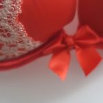 Victoria's Secret  push-up lacey bottom bra with bow in middle in red and white size 32C. Photo 3