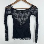 Elodie Sheer Black Floral Lace Long Sleeve Top XS Date Night Girls Night Out NWT Photo 1