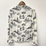 Reformation London Print Blouse Black Cream Size XS Photo 1