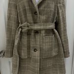 DKNY Beige Plaid Button-Front Belted Trench Coat Size L New With Tags Photo 2