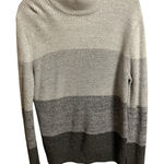 EXPRESS Colorblock Mockneck rib knit sweater long sleeve 100% cotton Grey Sz S Photo 0