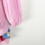 CALESSA Pink Embroidered Lace Hem Front Tassel Tie Long Sleeve Tunic Top Medium Photo 5