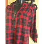 Always Indigo S Buffalo Plaid Half Zip Pull On Blouse Red Photo 1