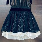 ASOS Petite Black & Cream Sheer Lace Open Back Halter Top Prom Dress | Size: 6/8 Photo 3