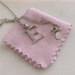Sterling Silver “E” Initial Personalized Diamanté Necklace Photo 5