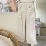 Mother Denim Anthropologie Undercover Cargo Sneak Jeans in Cream Puffs Size 25 White Photo 4