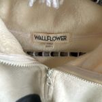 Wall Flower  fleece quarter zip sweatshirt size large cream and gray Photo 1