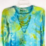Heart Hips Large Top Handmade Tie Dye Sea Sprite Blue Green Strappy V Neck 1010 Photo 2