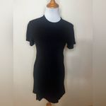 Enza Costa black slubbed short sleeve tee shirt mini dress SMALL Photo 1