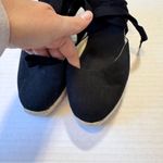 Soludos  Tan Black Canvas Espadrille Wedge Womens 8 Beachy Lace Up Ankle Shoes Photo 5