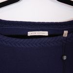 Elie Tahari NEW Braided Collar Knit Stretch Half Sleeve Sweater Navy Blue XL Photo 1