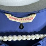 Rebecca Taylor  blue silk long sleeve pockets belted front frill dress tunic 6 CP Photo 4