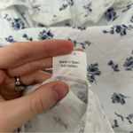 Andion White and Blue Ruffled Bib Lace Collar Blouse Floral Photo 7